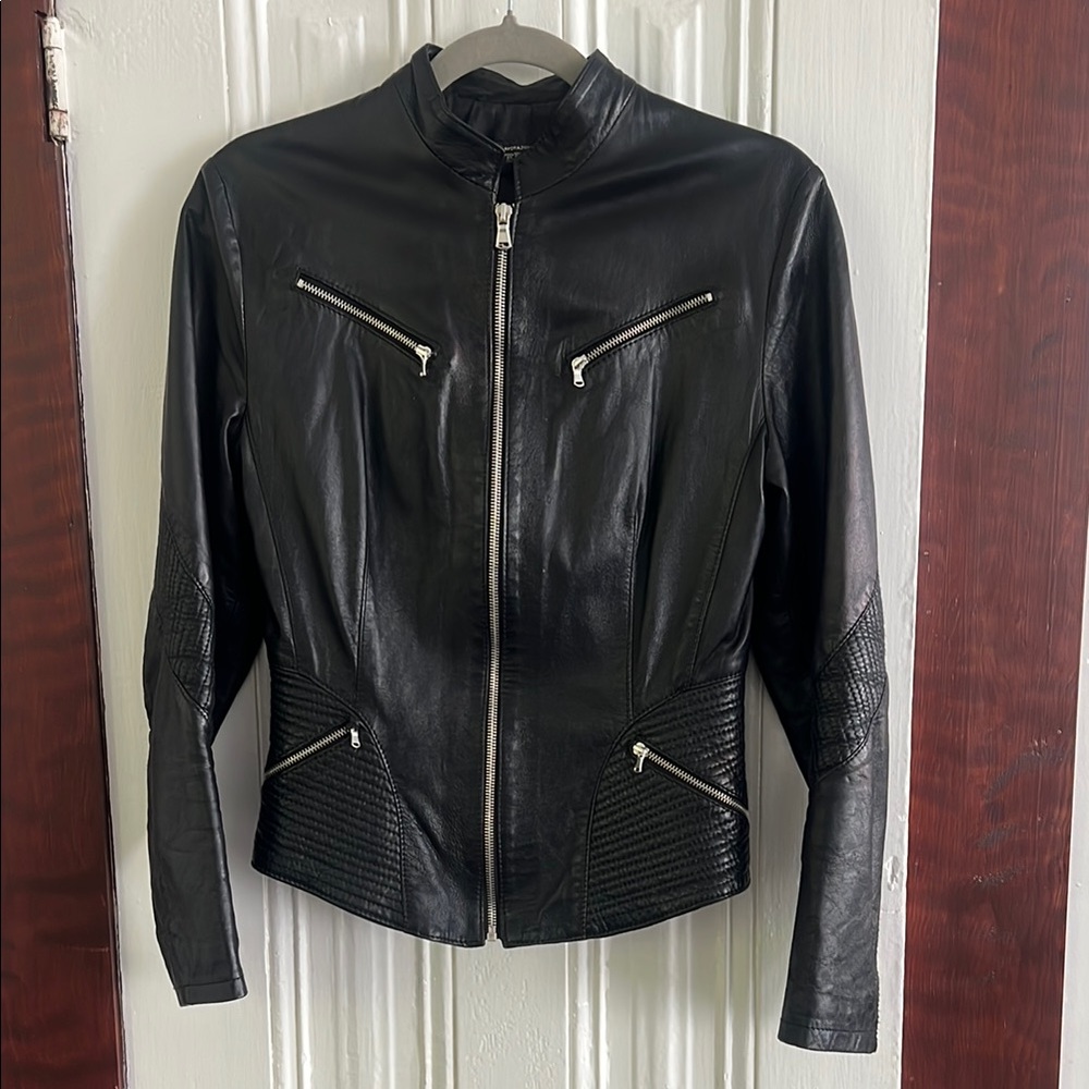 Italian Black Leather Moto Jacket